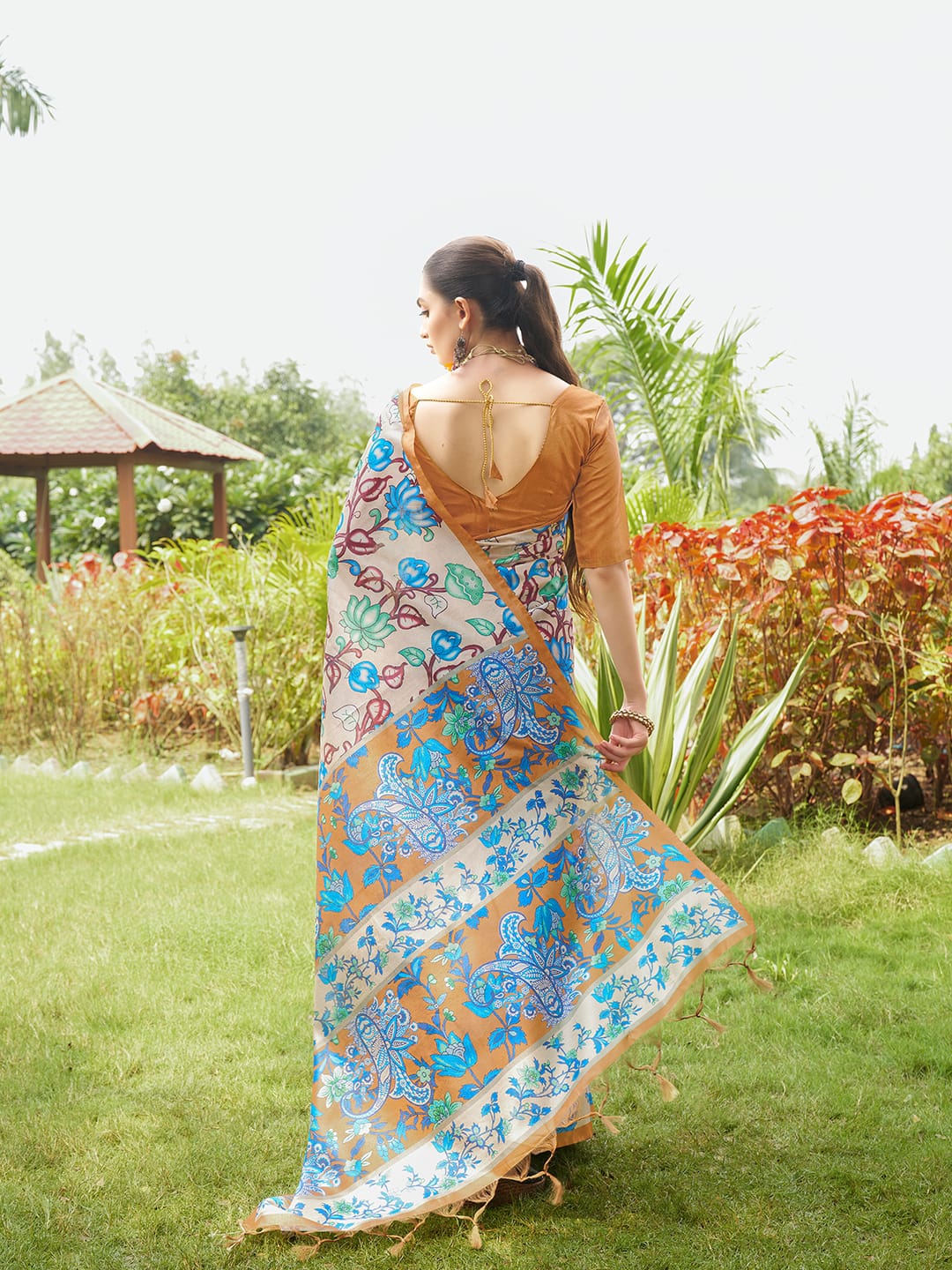 Kayatri New Soft Tussar Silk Kalamkari And Traditional Print Saree