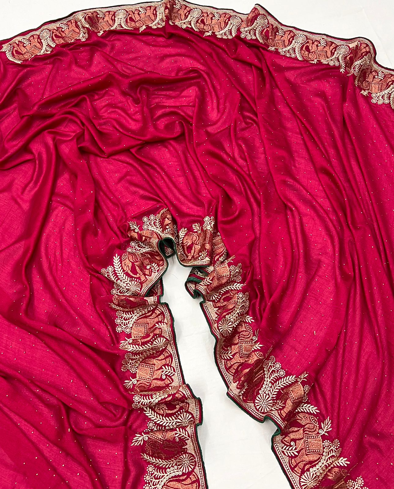 Kayatri New Vichitra Silk Zari With Stone Work Saree
