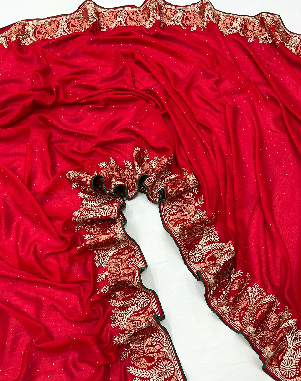 Kayatri New Vichitra Silk Zari With Stone Work Saree
