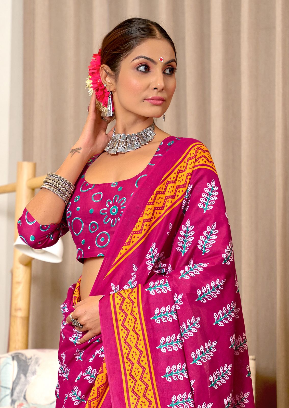 Kayatri New Mulmul Cotton Hand Block Prints Saree