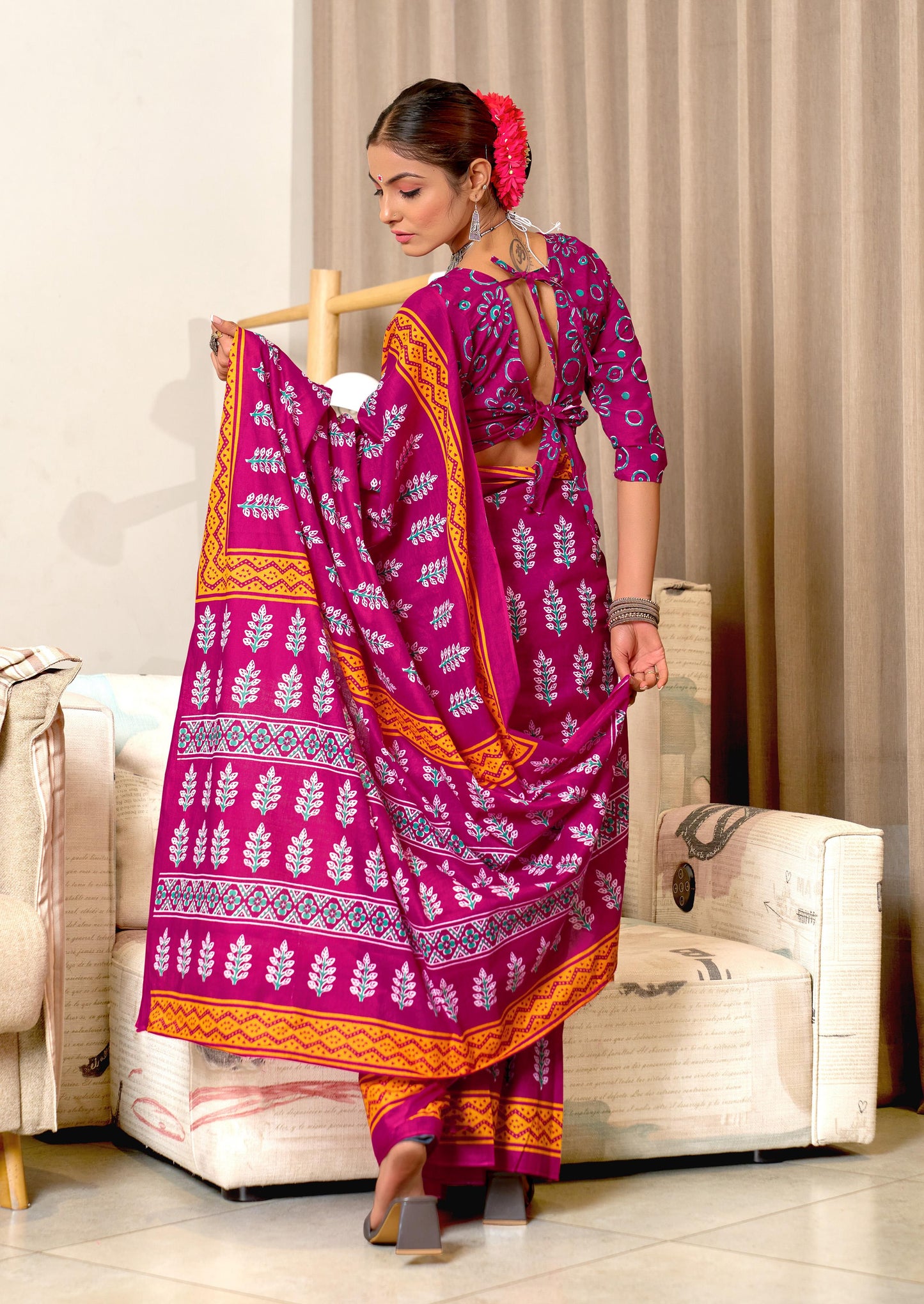 Kayatri New Mulmul Cotton Hand Block Prints Saree