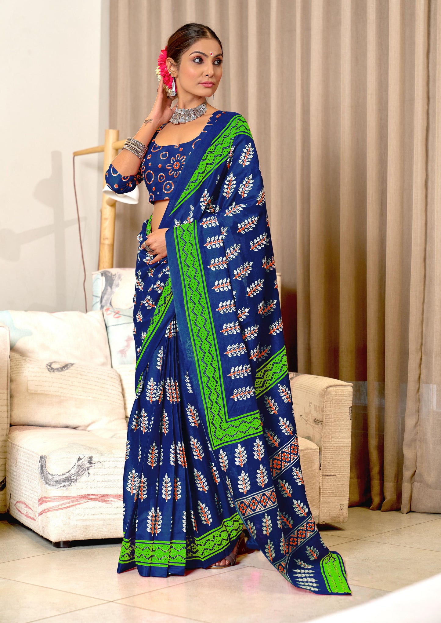 Kayatri New Mulmul Cotton Hand Block Prints Saree