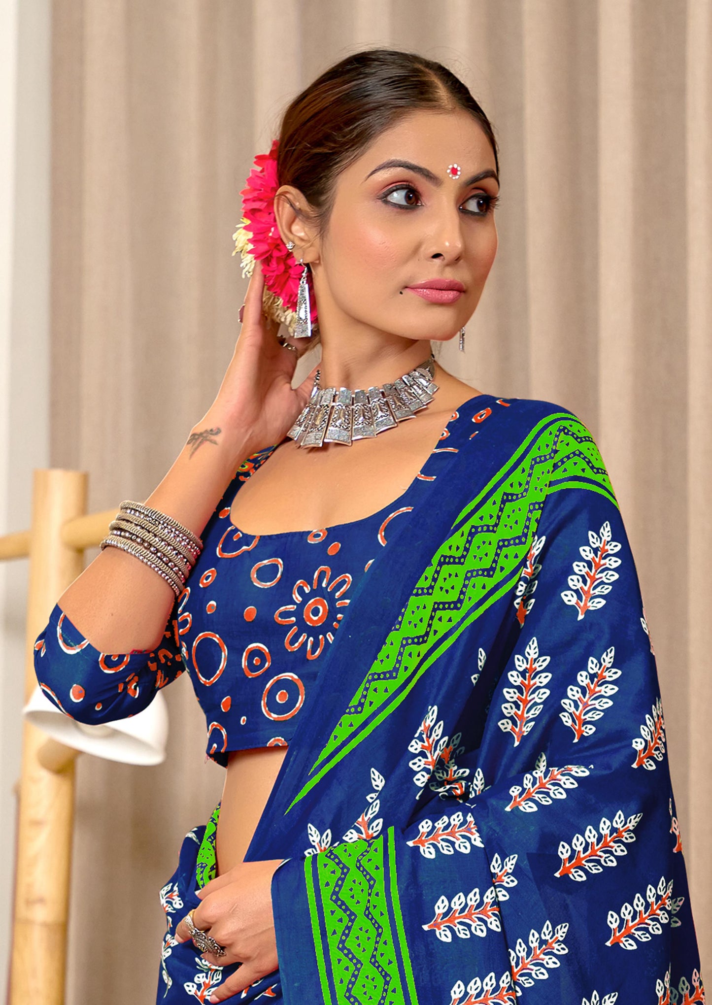 Kayatri New Mulmul Cotton Hand Block Prints Saree
