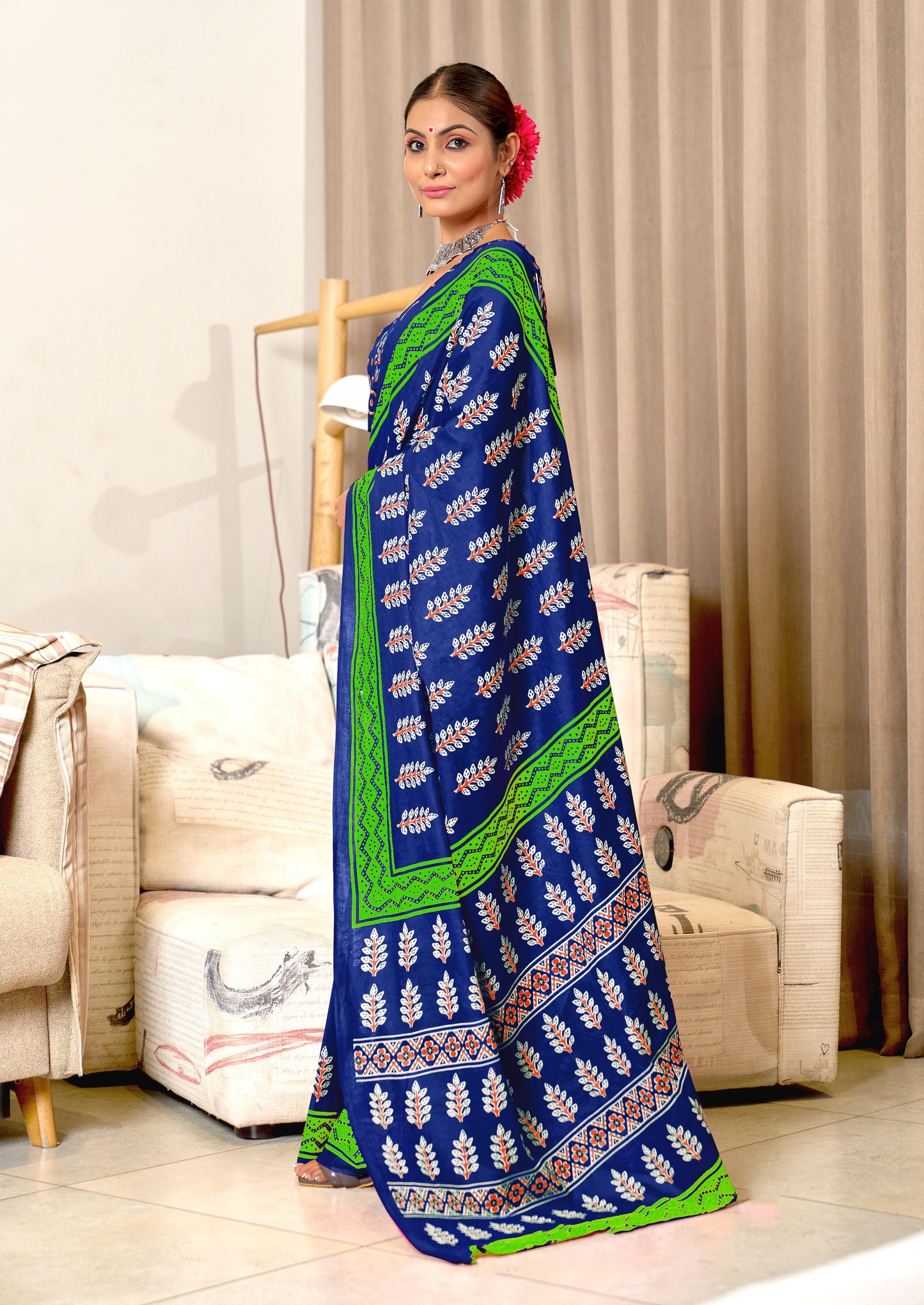 Kayatri New Mulmul Cotton Hand Block Prints Saree