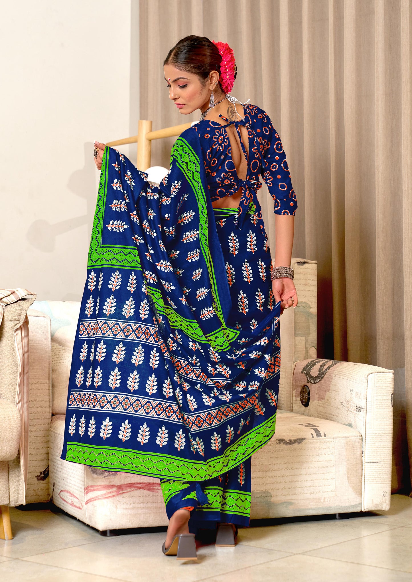 Kayatri New Mulmul Cotton Hand Block Prints Saree