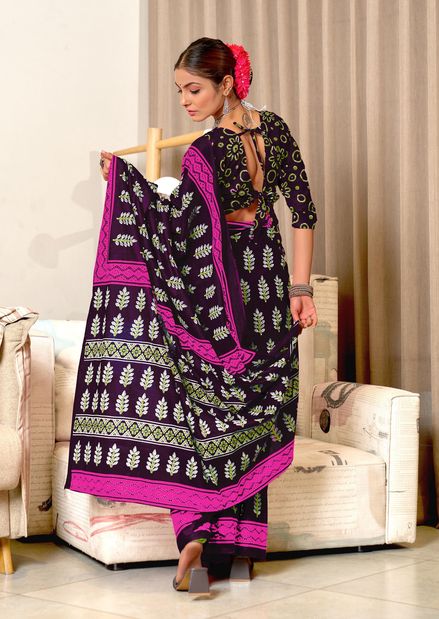 Kayatri New Mulmul Cotton Hand Block Prints Saree