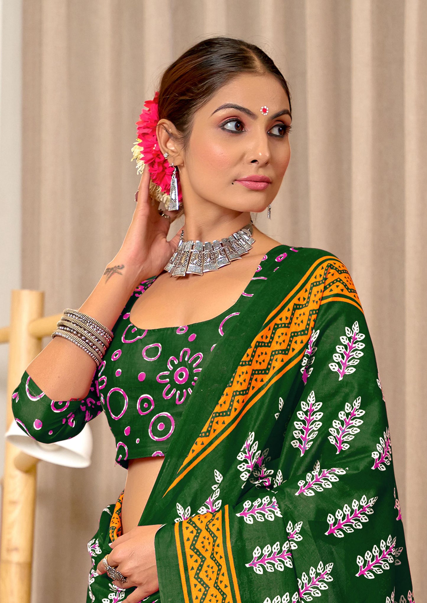 Kayatri New Mulmul Cotton Hand Block Prints Saree