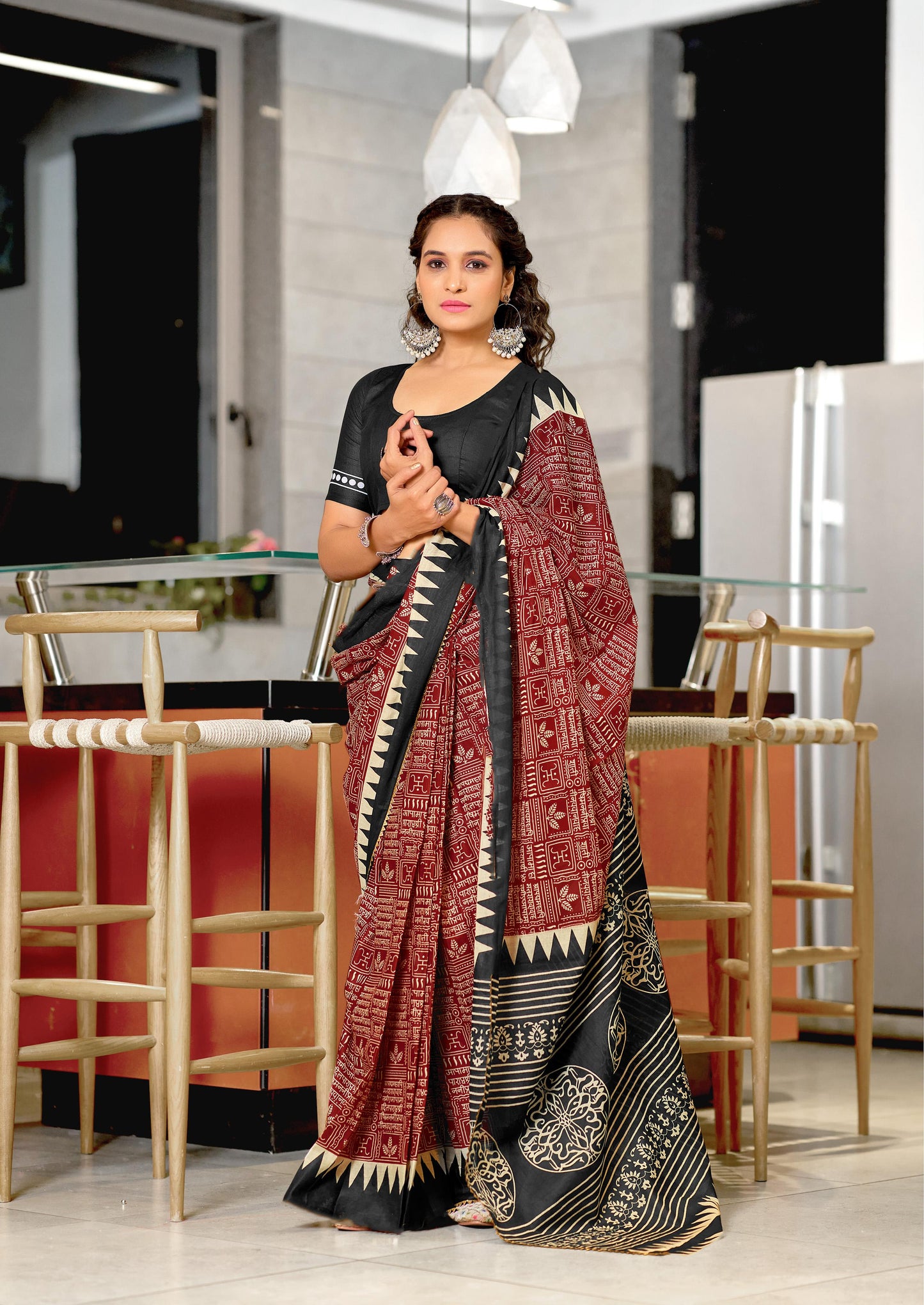 Kayatri Laest Mulmul Cotton Hand Block Prints Saree