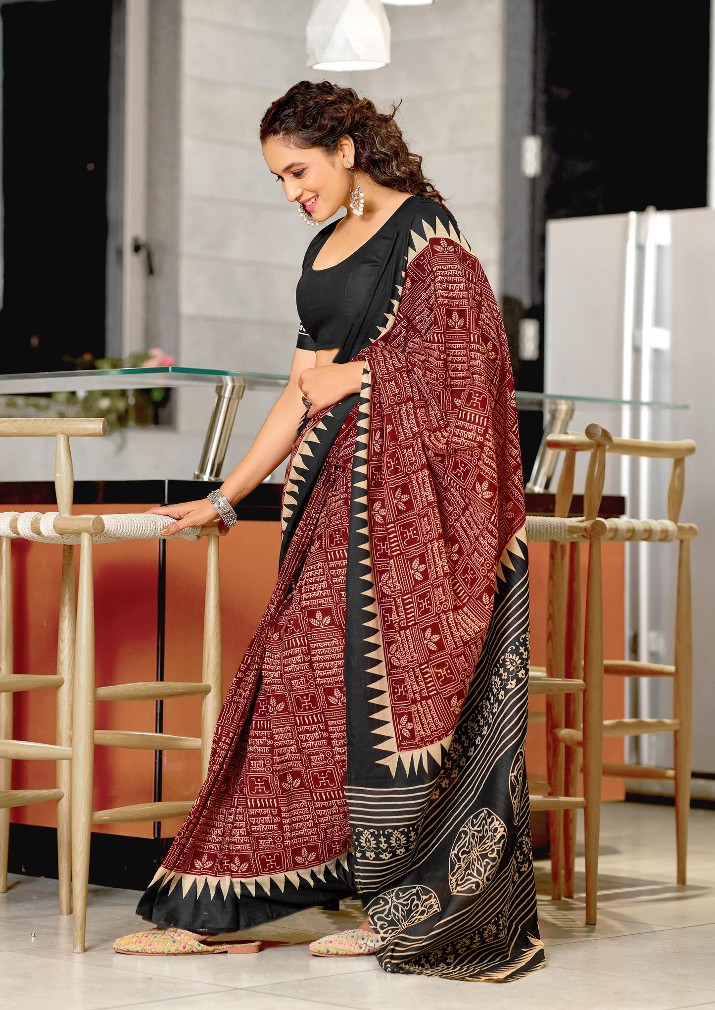 Kayatri Laest Mulmul Cotton Hand Block Prints Saree