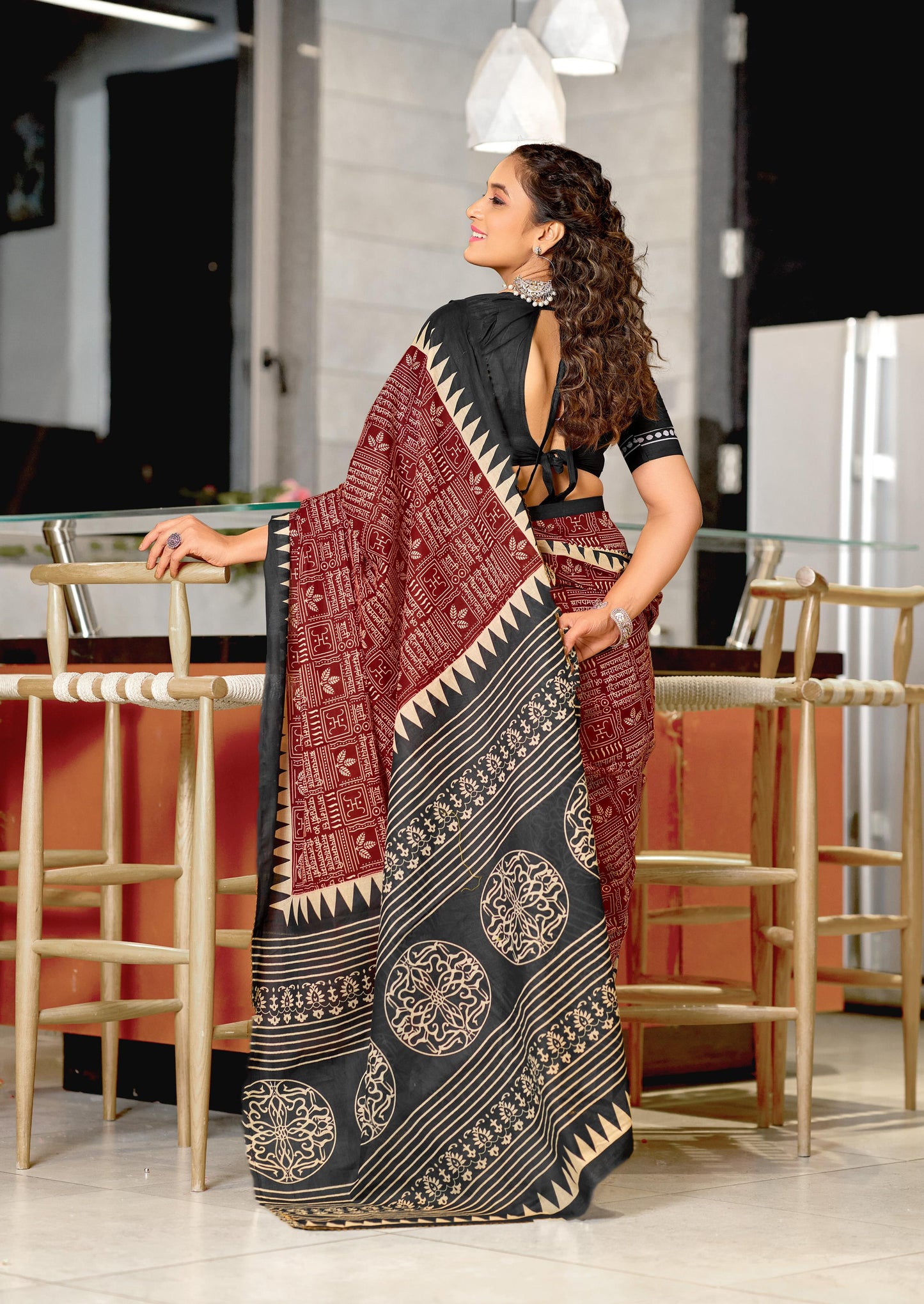 Kayatri Laest Mulmul Cotton Hand Block Prints Saree