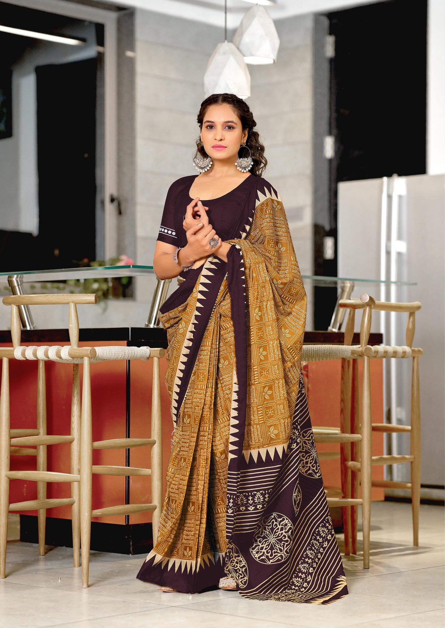 Kayatri Laest Mulmul Cotton Hand Block Prints Saree