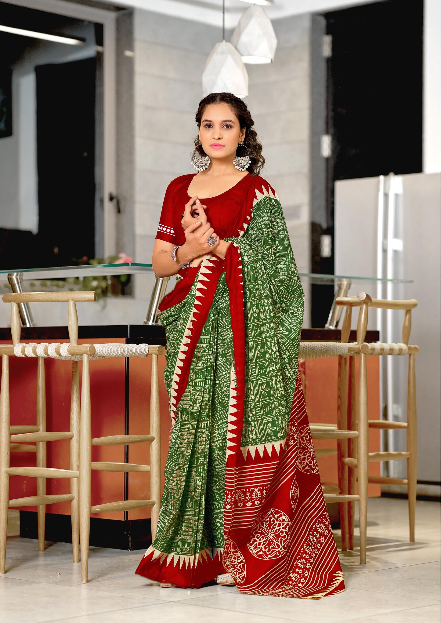 Kayatri Laest Mulmul Cotton Hand Block Prints Saree