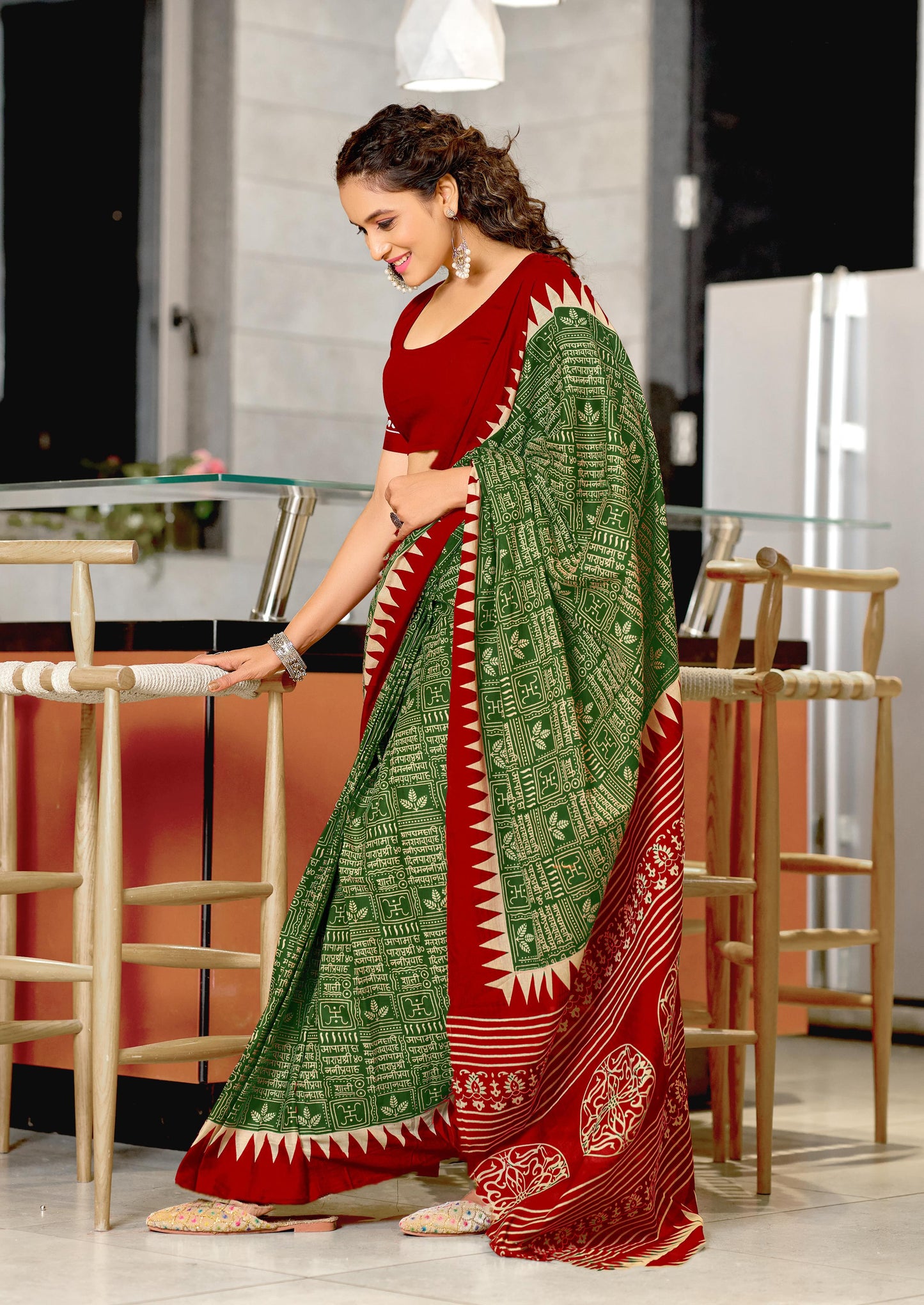 Kayatri Laest Mulmul Cotton Hand Block Prints Saree
