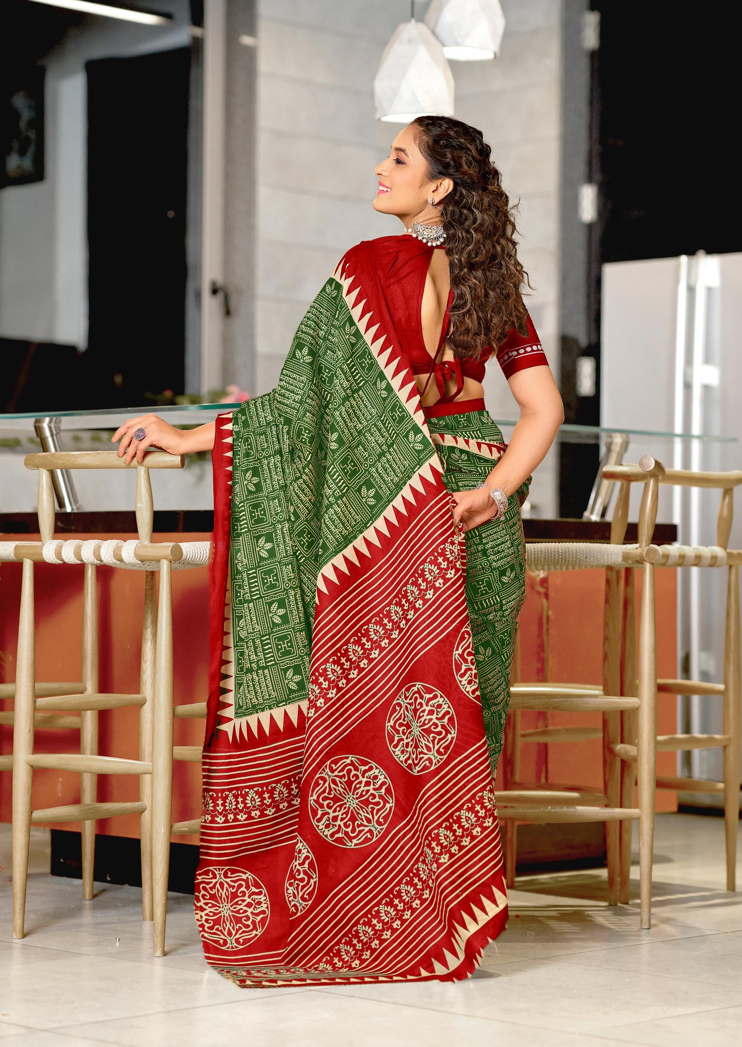 Kayatri Laest Mulmul Cotton Hand Block Prints Saree
