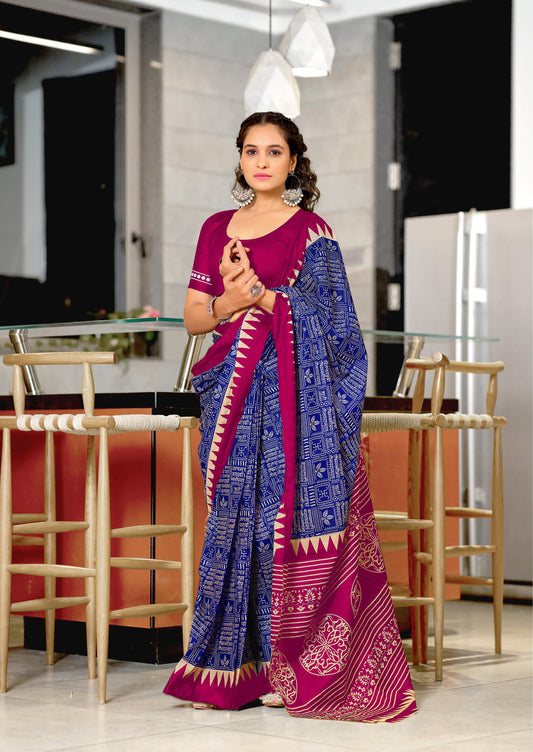 Kayatri Laest Mulmul Cotton Hand Block Prints Saree