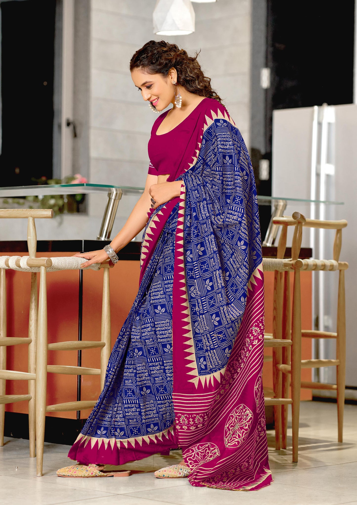 Kayatri Laest Mulmul Cotton Hand Block Prints Saree