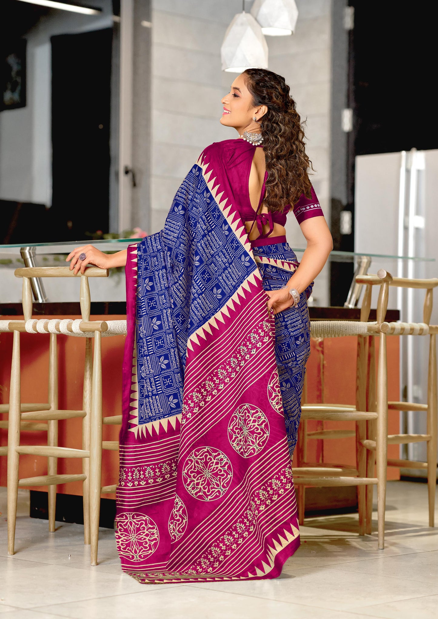 Kayatri Laest Mulmul Cotton Hand Block Prints Saree