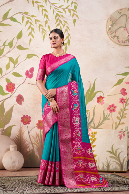 Kayatri New Tussar Chex Patola Print Saree