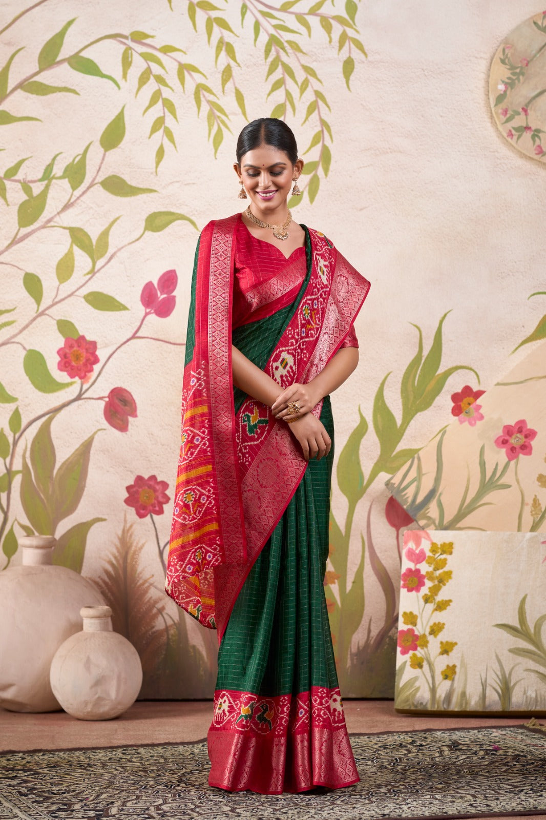 Kayatri New Tussar Chex Patola Print Saree