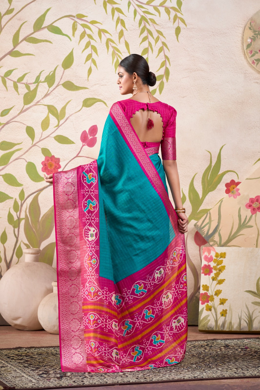Kayatri New Tussar Chex Patola Print Saree