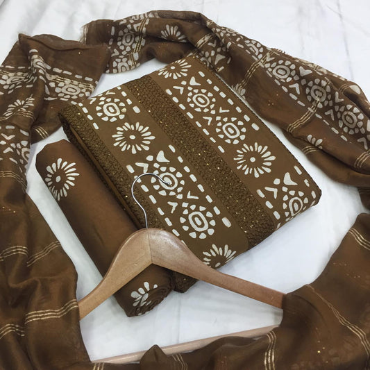 Kayatri Pure viscose Cotton batik Bandhni sequence  work Suit