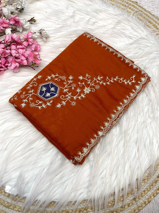 Kayatri New Blooming Chocolate Silk Multi Embroidery Sequence Work