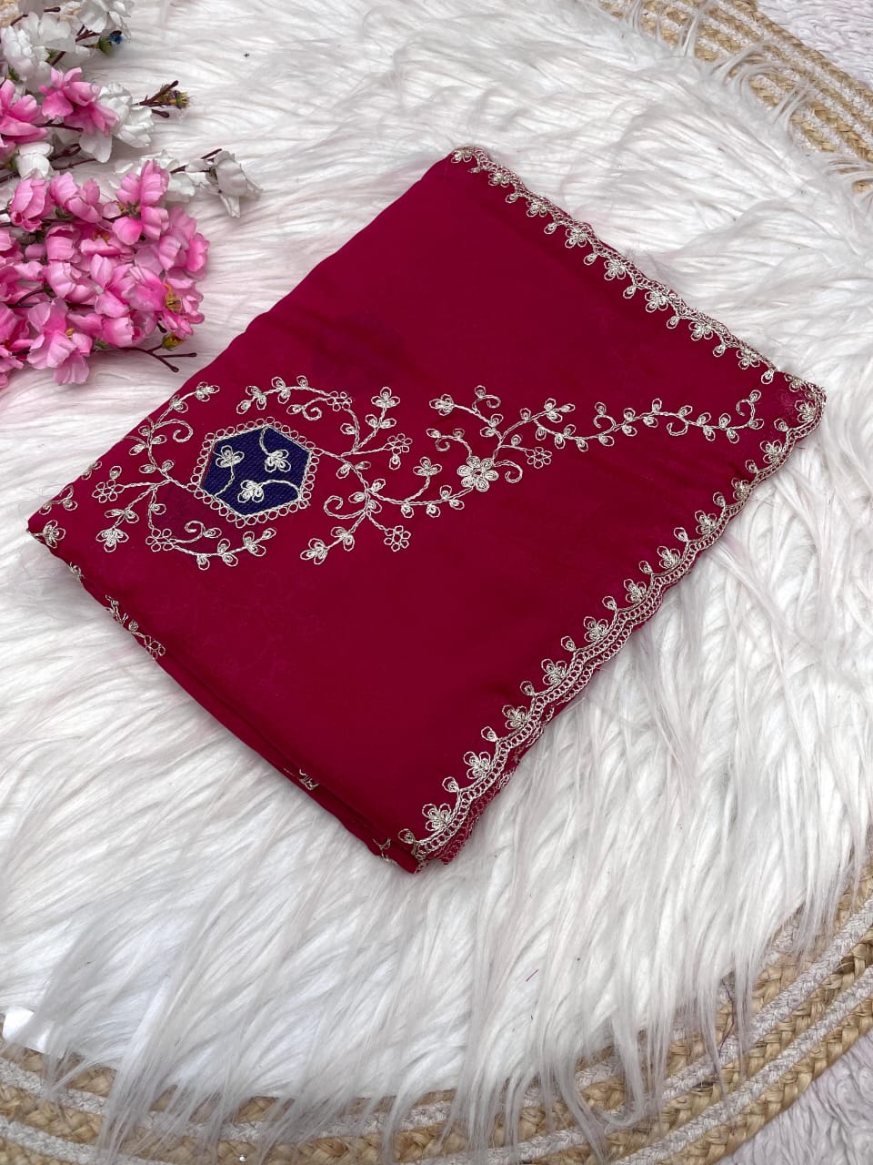 Kayatri New Blooming Chocolate Silk Multi Embroidery Sequence Work