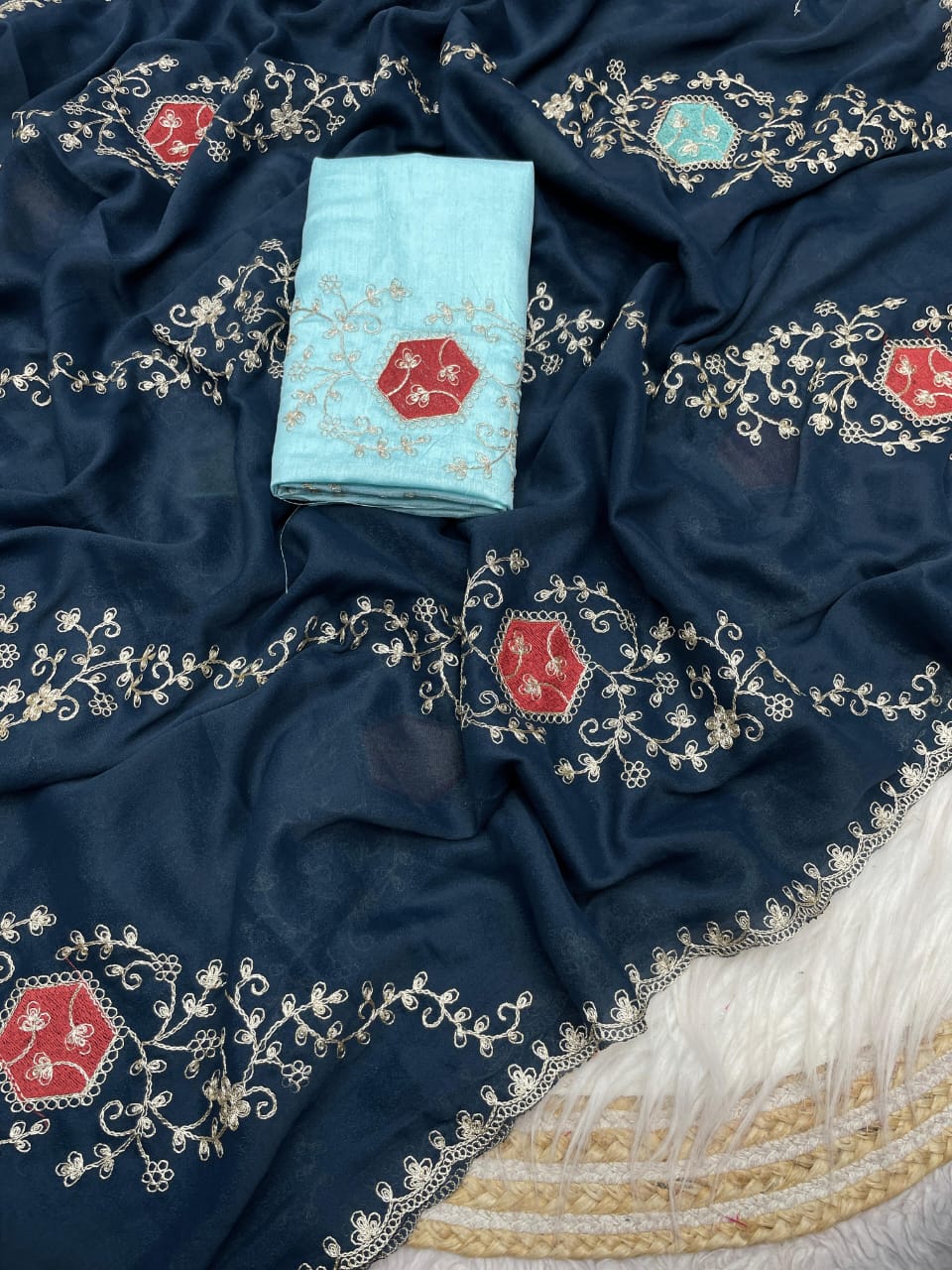 Kayatri New Blooming Chocolate Silk Multi Embroidery Sequence Work