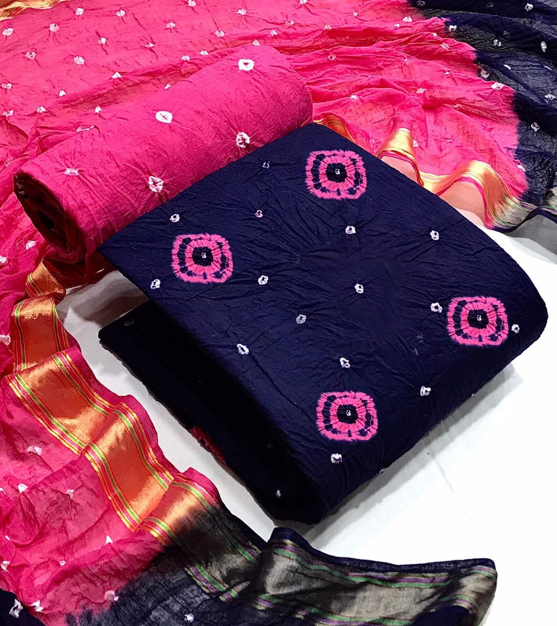 Kayatri New Pure Cotton Hand Bandhani Print Suit