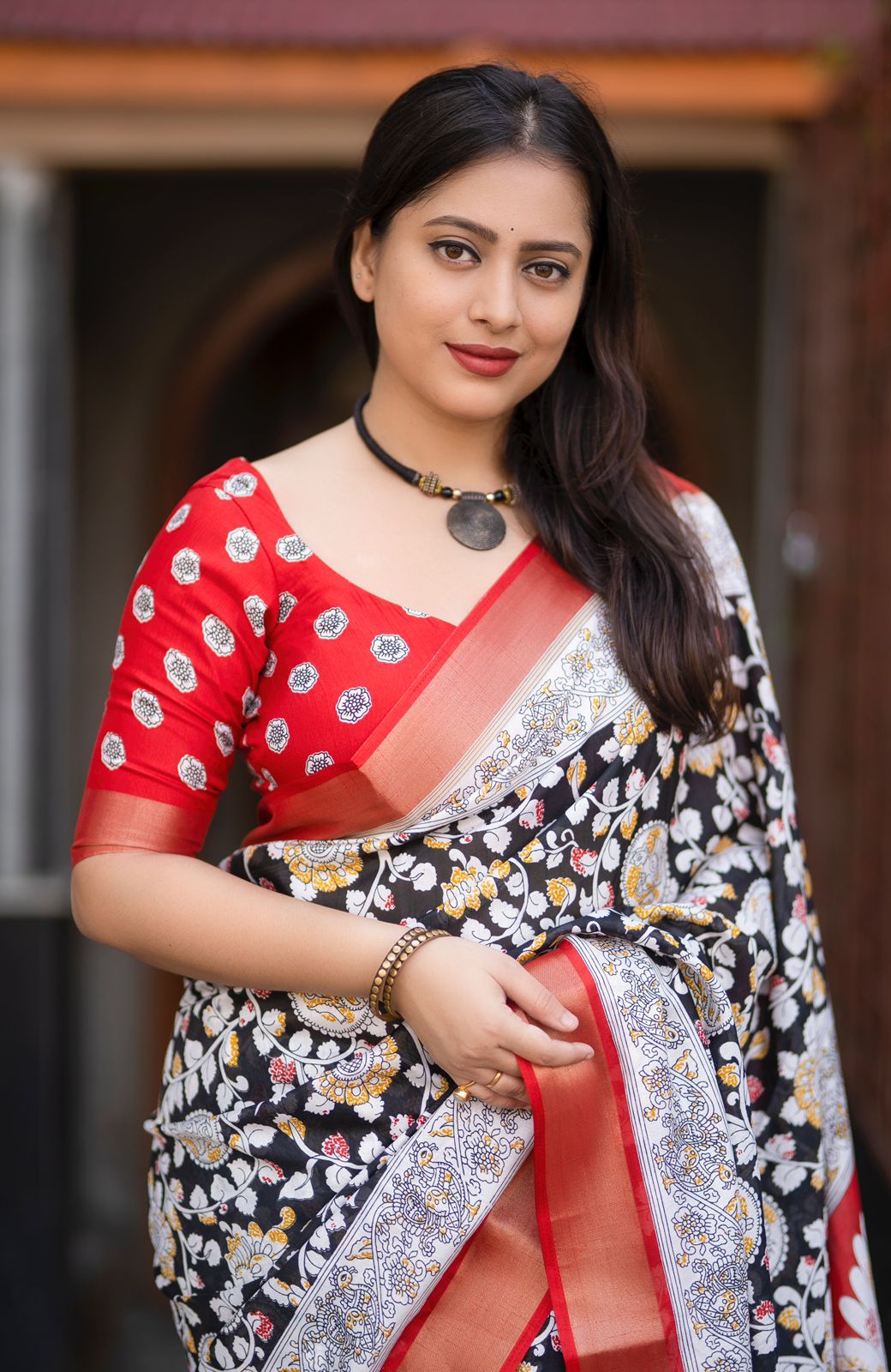 Kayatri New  Fancy Kalamkari Printed Saree