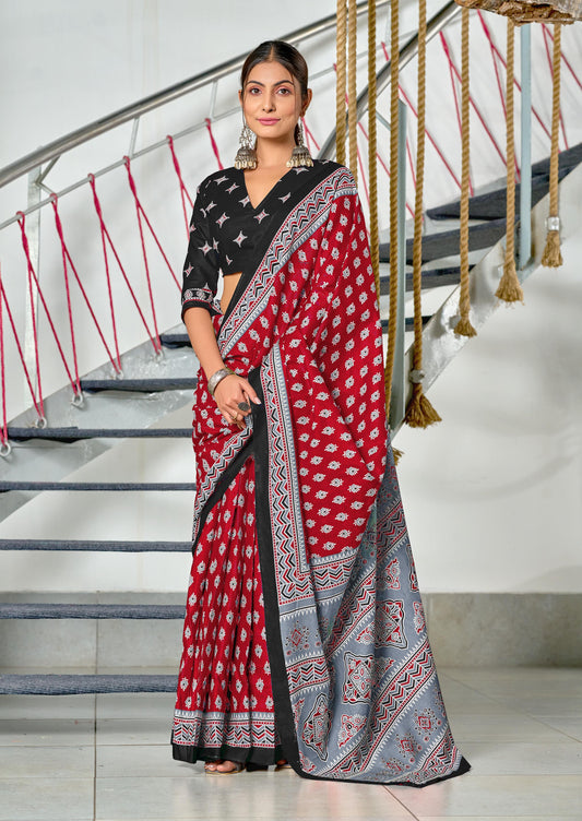 Kayatri New Mulmul Cotton Hand Block Print Saree