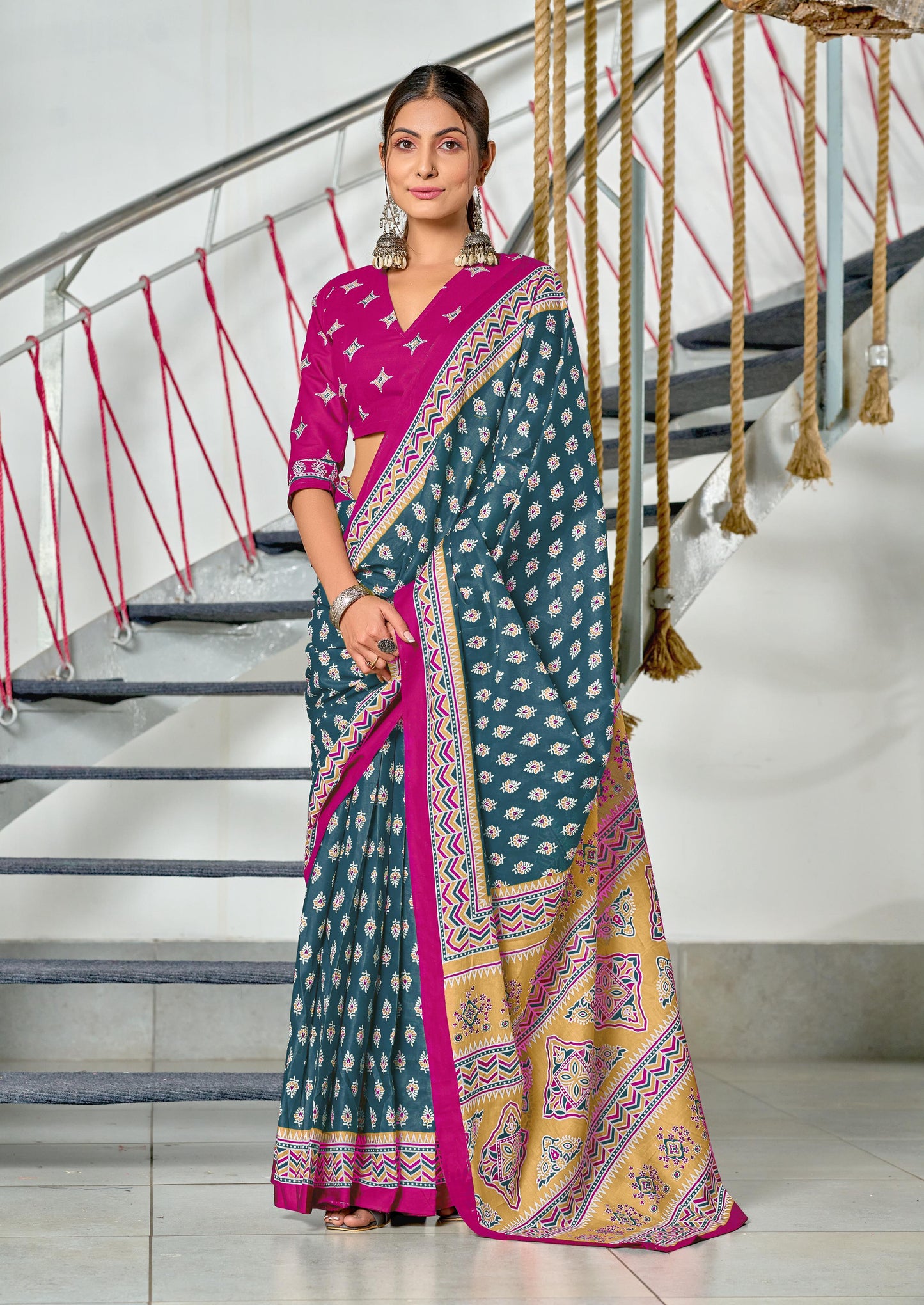Kayatri New Mulmul Cotton Hand Block Print Saree