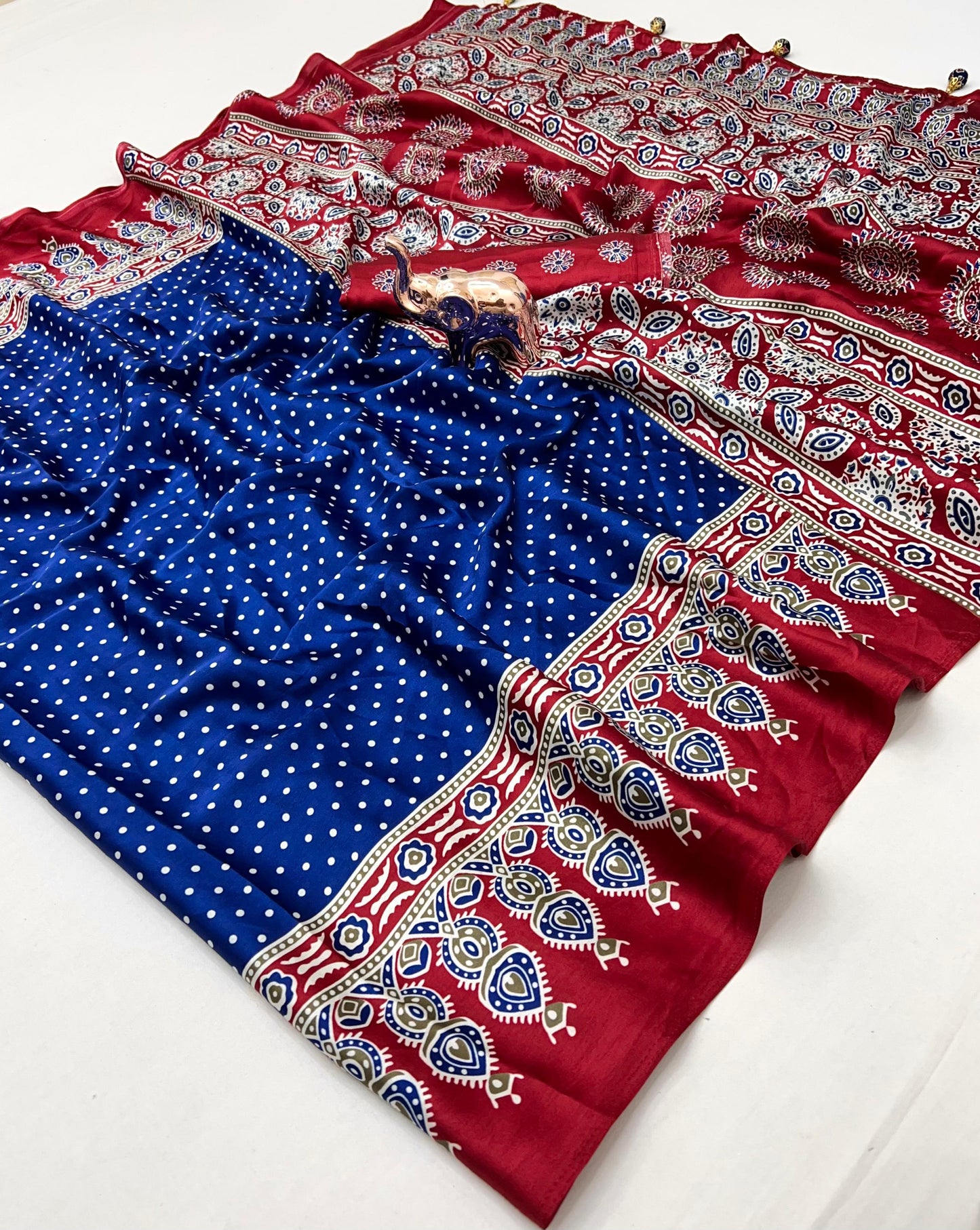 Kayatri New Lagdi Gaji Crepe Soft Silk Ajrakh Print Saree