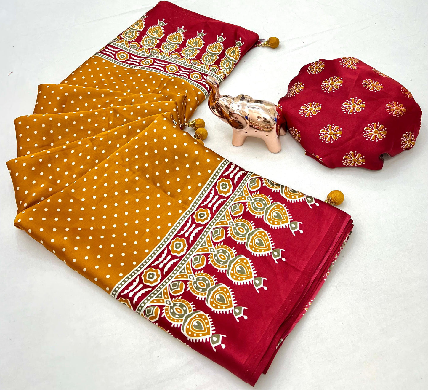 Kayatri New Lagdi Gaji Crepe Soft Silk Ajrakh Print Saree