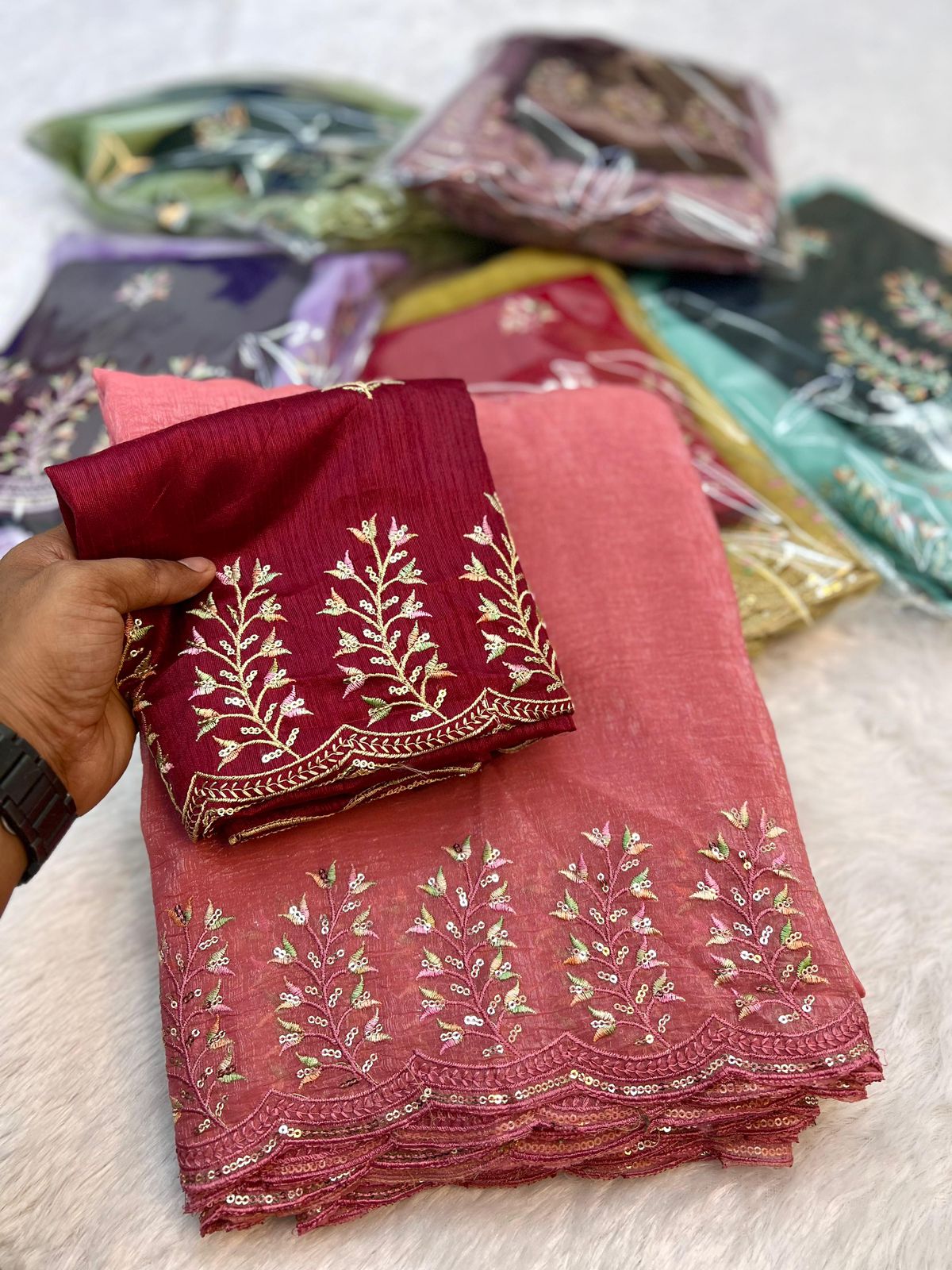 Kayatri New Soft Crunchy Silk Thread & Sequence Embroidery Saree