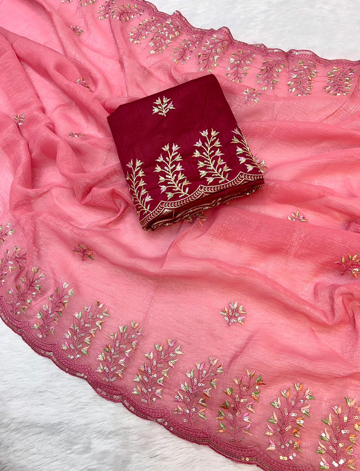 Kayatri New Soft Crunchy Silk Thread & Sequence Embroidery Saree