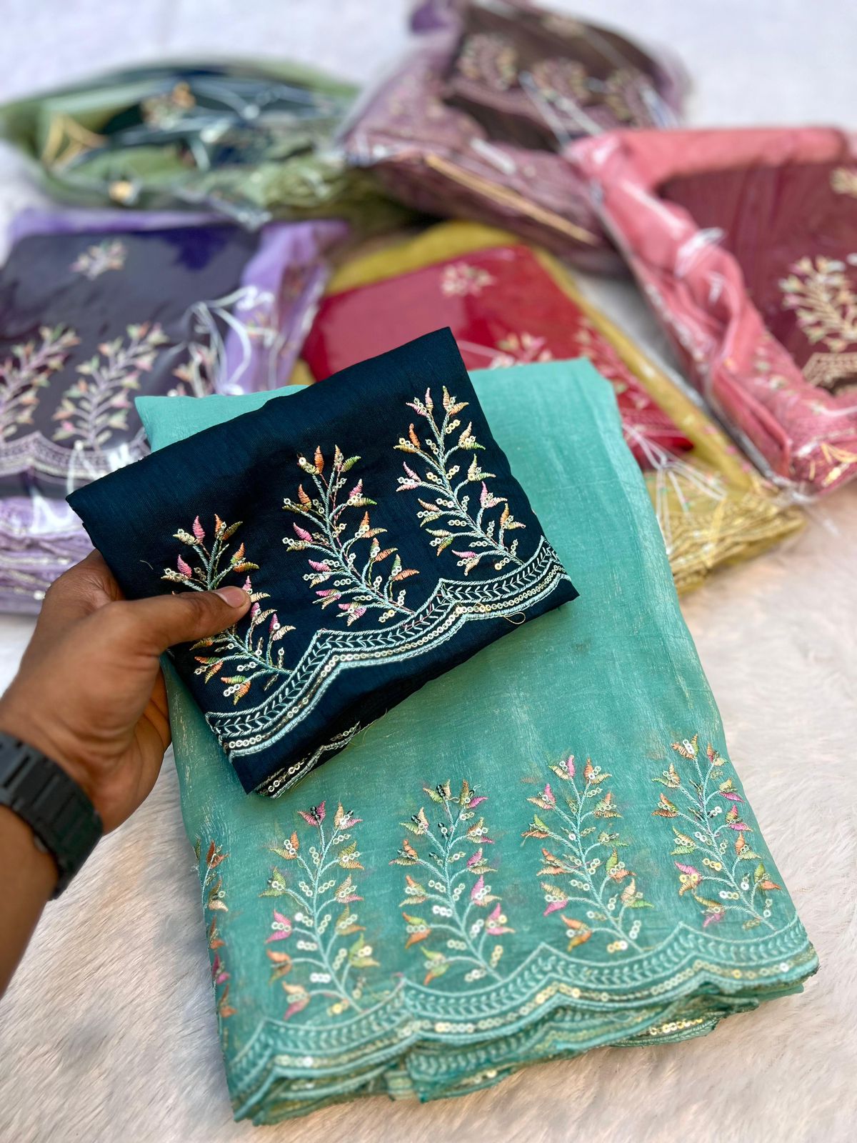 Kayatri New Soft Crunchy Silk Thread & Sequence Embroidery Saree