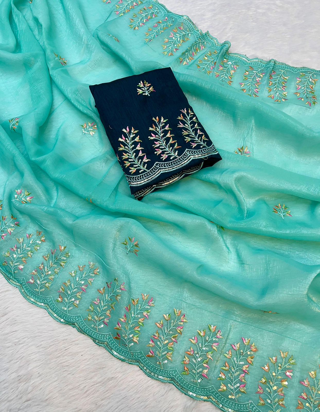 Kayatri New Soft Crunchy Silk Thread & Sequence Embroidery Saree