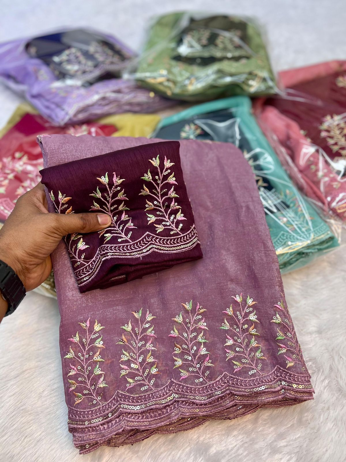 Kayatri New Soft Crunchy Silk Thread & Sequence Embroidery Saree