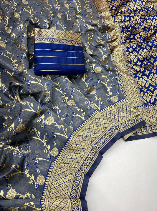 Kayatri New Soft Linen Cotton Zari Thread Weaving Saree