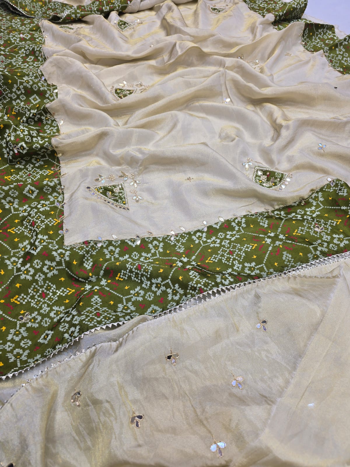 Kayatri New Pure Cosmos Tissue Pearl Dabka Gotapatti Work Saree