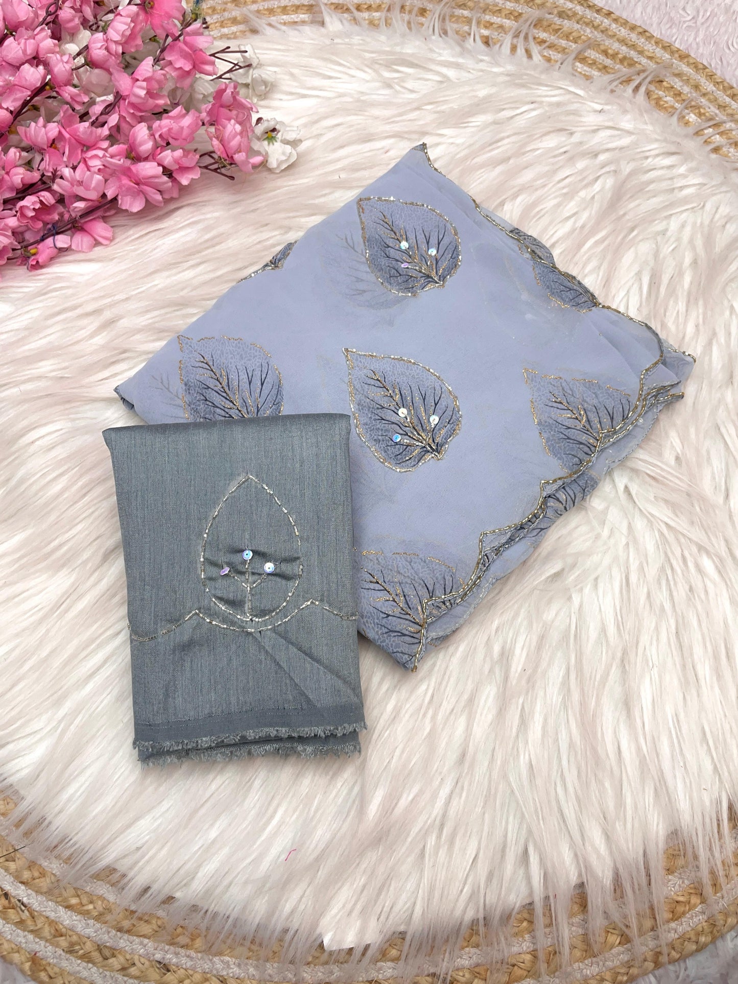Kayatri New Wetless Zari Print Khatli Cutdana Handwork Saree