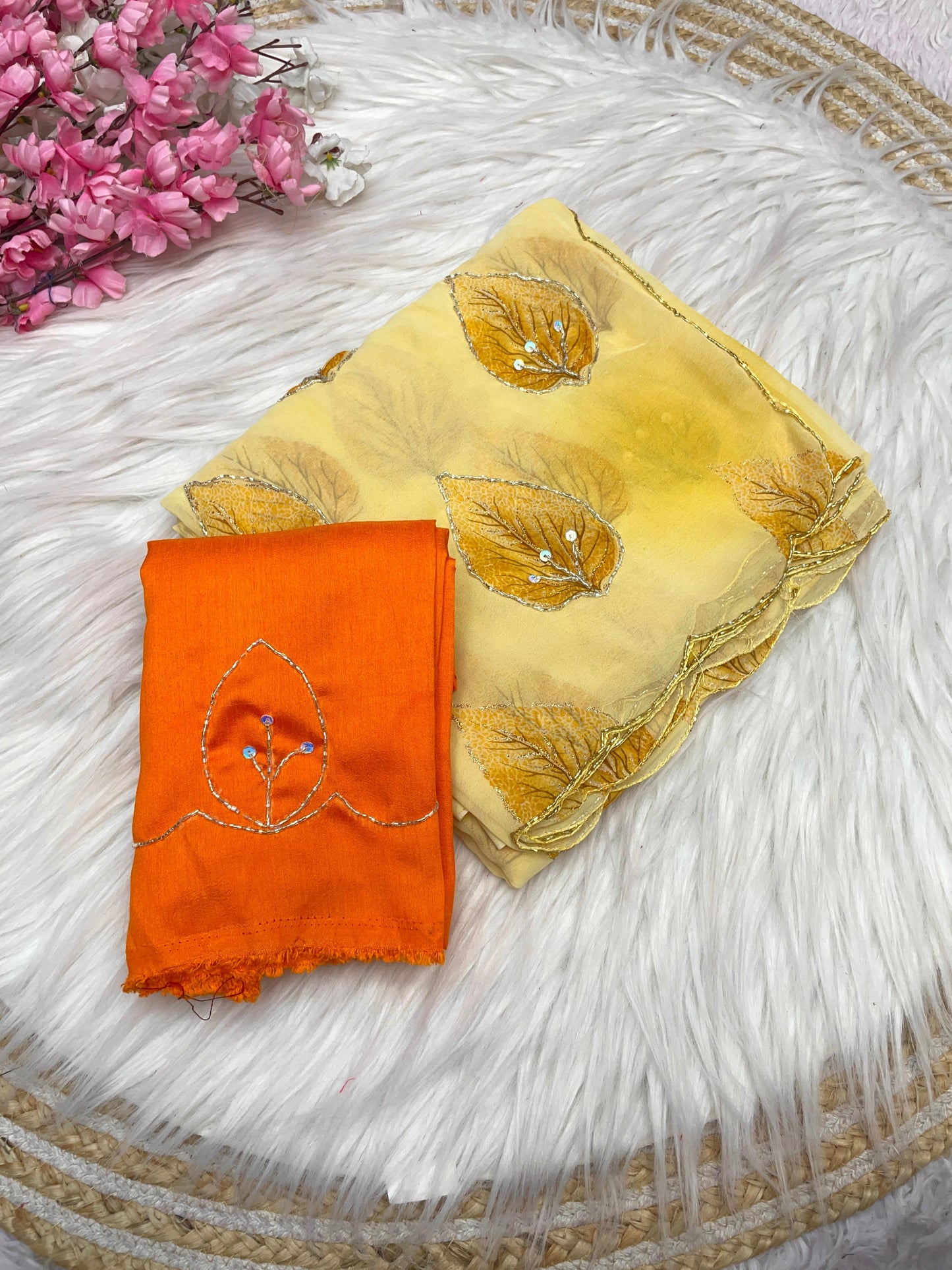 Kayatri New Wetless Zari Print Khatli Cutdana Handwork Saree