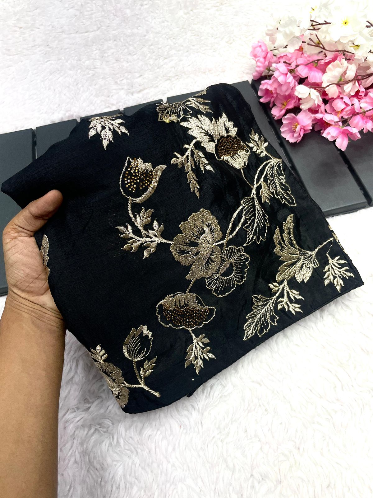 Kayatri New Soft Chinon Embroidery Zari With Siroski Work Saree
