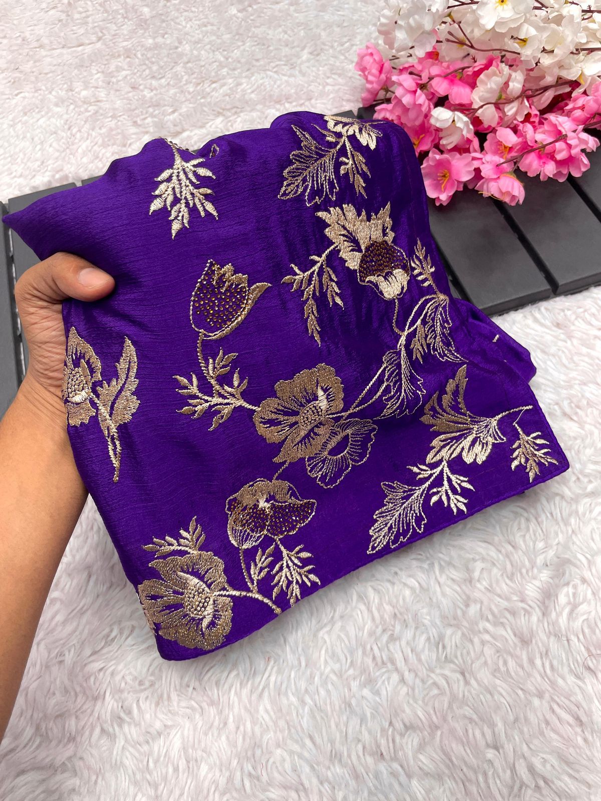 Kayatri New Soft Chinon Embroidery Zari With Siroski Work Saree