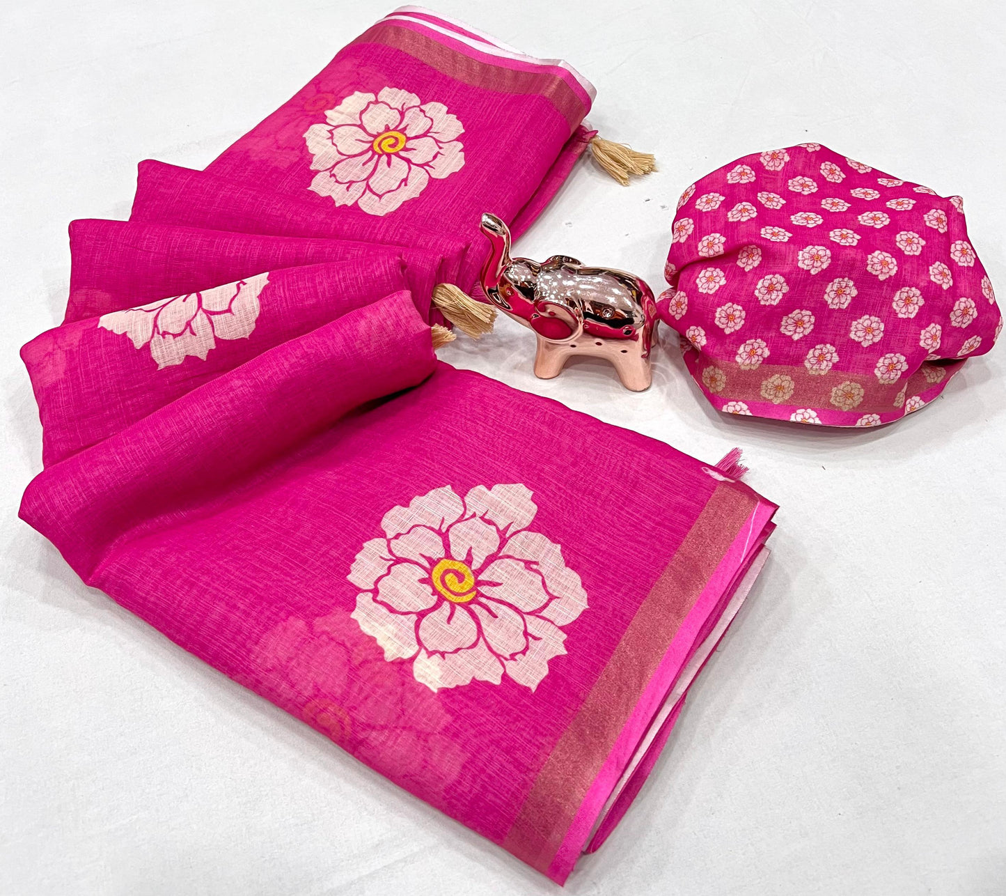 Kayatri New Soft Lenin Digital Flower Print Saree