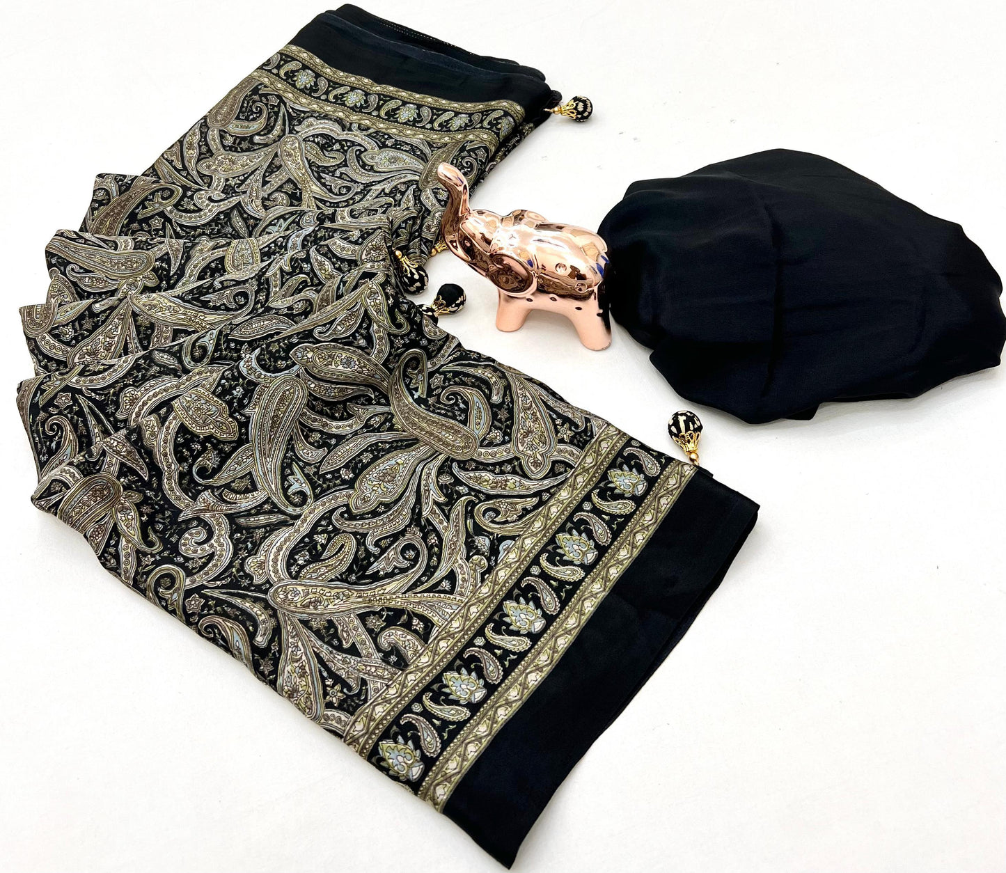 Kayatri New Pure Crapen Satin Ajrakh Printed saree