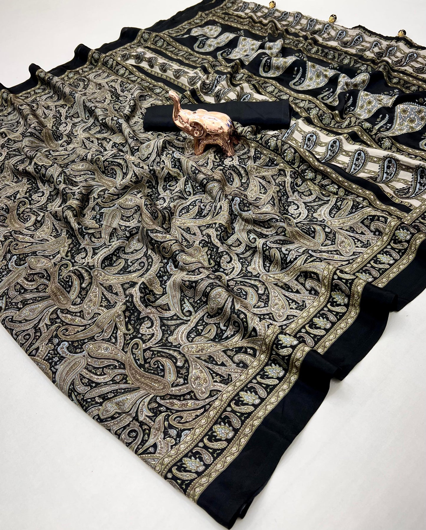 Kayatri New Pure Crapen Satin Ajrakh Printed saree