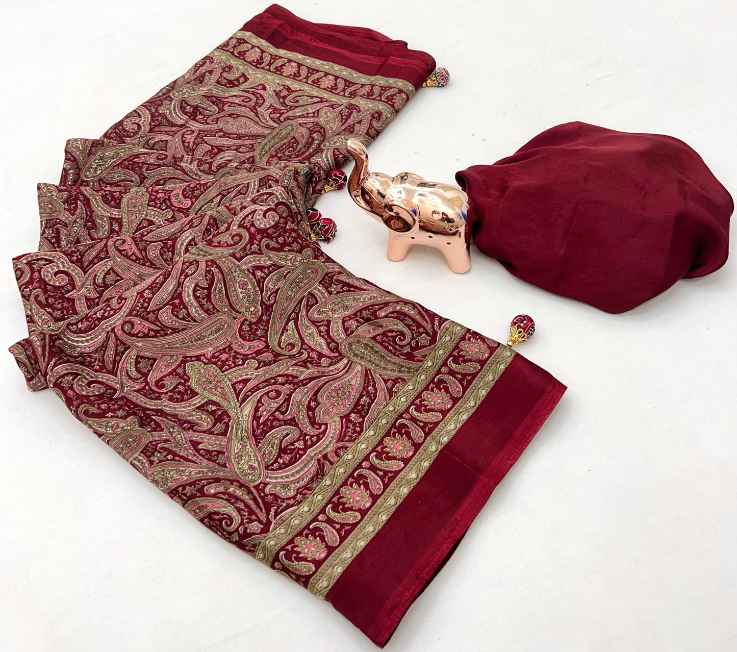 Kayatri New Pure Crapen Satin Ajrakh Printed saree