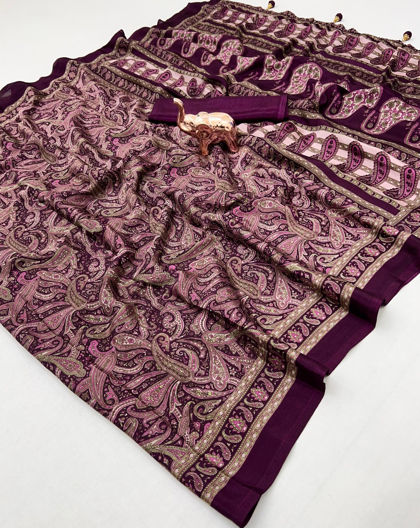 Kayatri New Pure Crapen Satin Ajrakh Printed saree